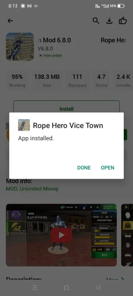 open the rope hero mod apk